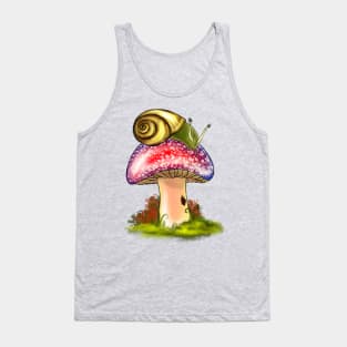 Snail chillin on a Mushroom. Tank Top